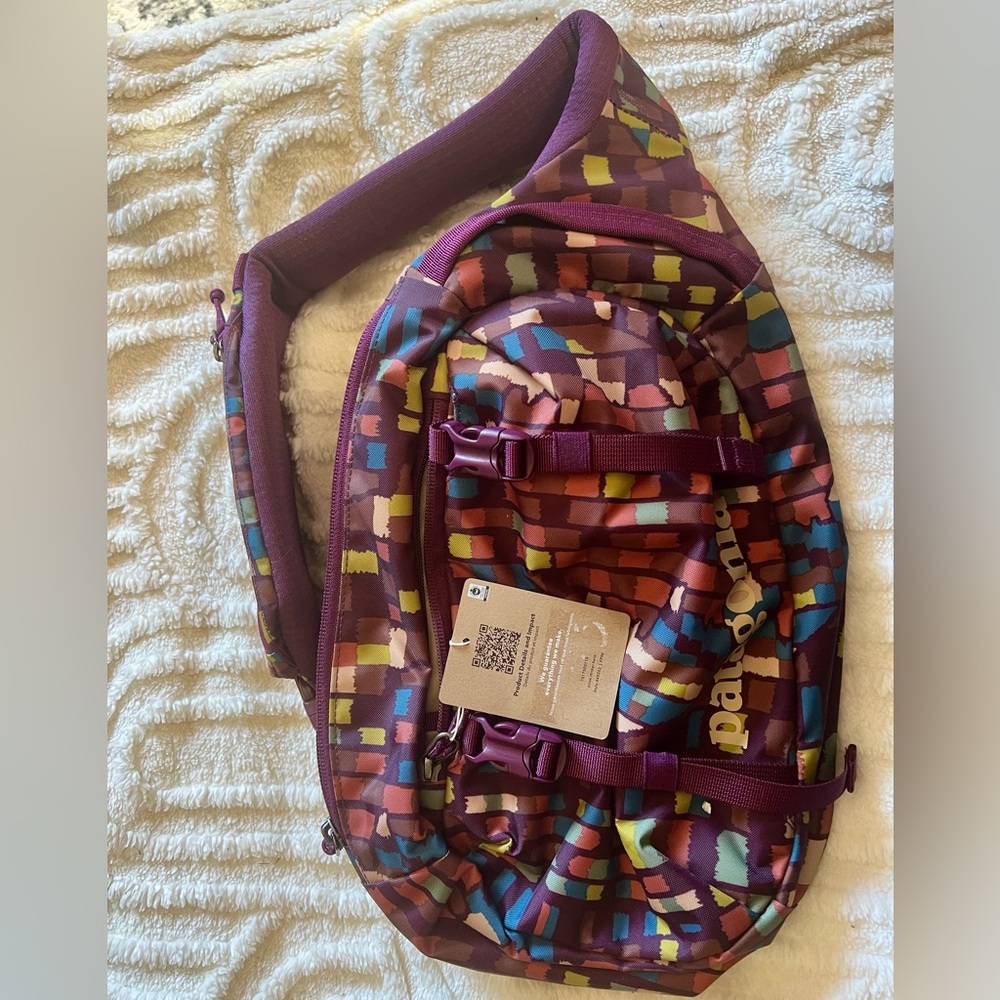 Purple and Red Geometric Pattern Backpack